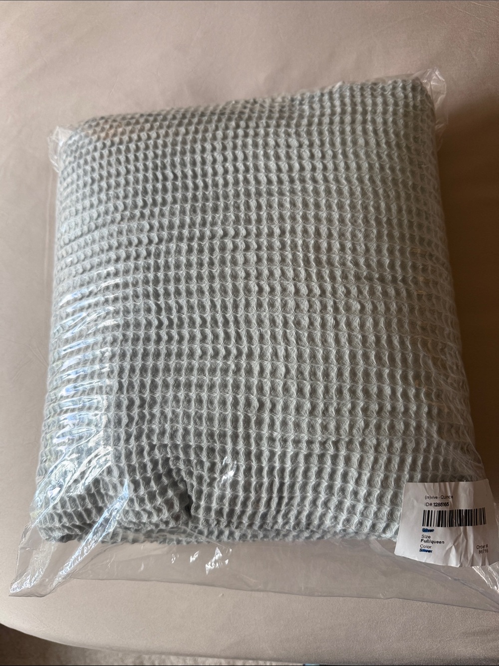 Quince Waffle Knit Throw Blanket - Pale Green